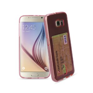 REIKO SAMSUNG GALAXY S6REIKO SEMI CLEAR CASE WITH CARD HOLDER IN CLEAR HOT PINK - Image 3