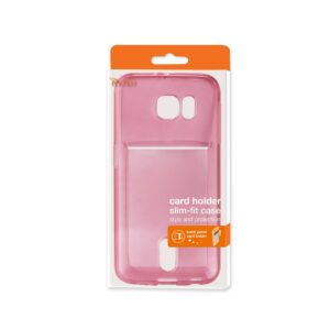 REIKO SAMSUNG GALAXY S6REIKO SEMI CLEAR CASE WITH CARD HOLDER IN CLEAR HOT PINK - Image 4