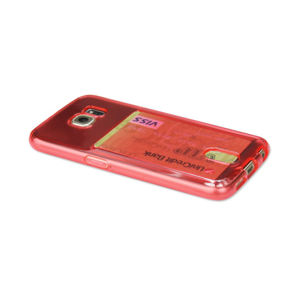 REIKO SAMSUNG GALAXY S6REIKO SEMI CLEAR CASE WITH CARD HOLDER IN CLEAR RED - Image 2