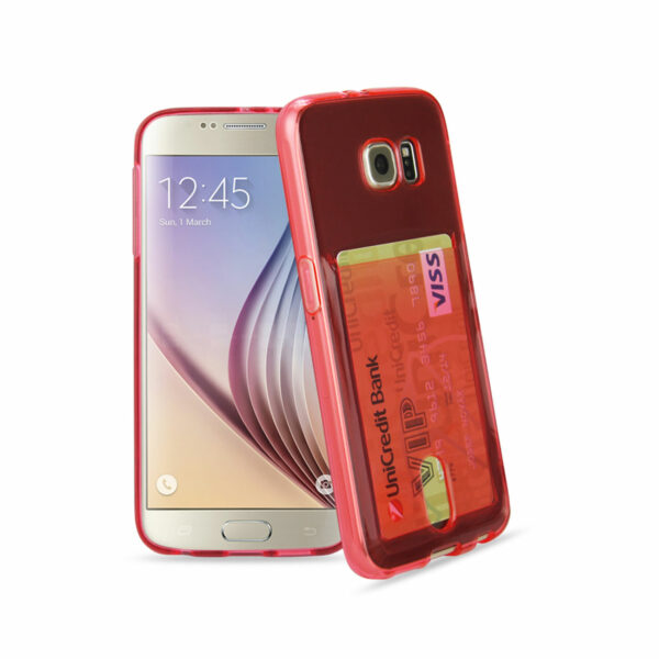REIKO SAMSUNG GALAXY S6REIKO SEMI CLEAR CASE WITH CARD HOLDER IN CLEAR RED - Image 3