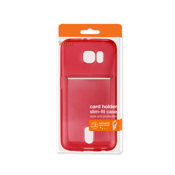 REIKO SAMSUNG GALAXY S6REIKO SEMI CLEAR CASE WITH CARD HOLDER IN CLEAR RED - Image 4