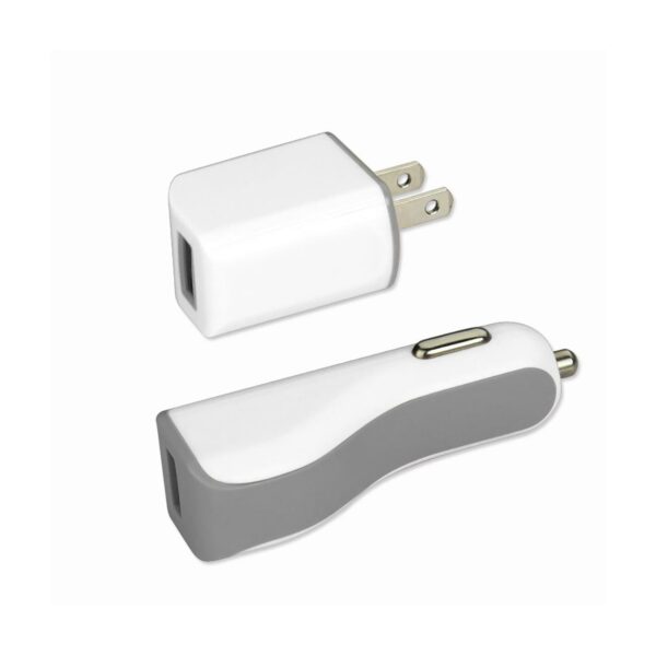 REIKO IPHONE 4G 1 AMP 3-IN-1 CAR CHARGER WALL ADAPTER WITH CABLE IN WHITE - Image 2