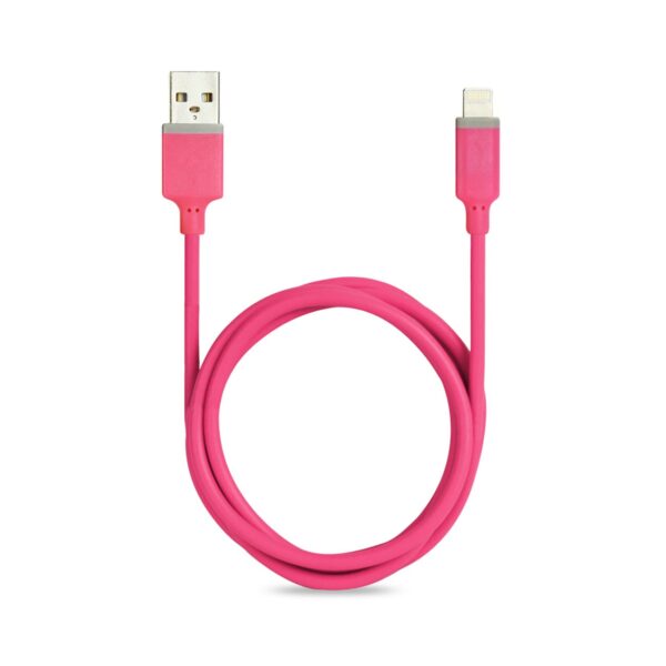REIKO IPHONE SE/ 5S/ 5 1 AMP 3-IN-1 CAR CHARGER WALL ADAPTER WITH CABLE IN HOT PINK - Image 3