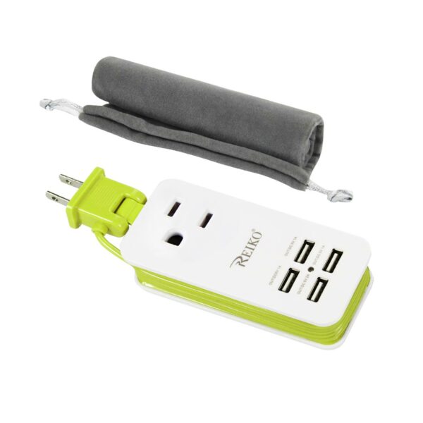 Reiko 4.1 Amp 4 Usb Home Wall Charging Station In Green - Image 2