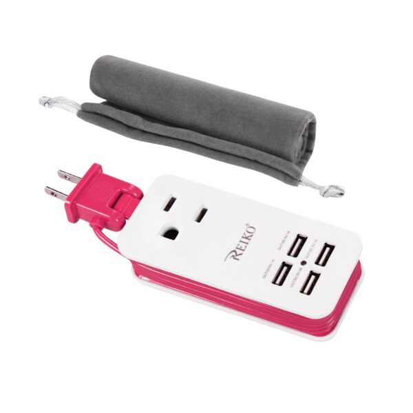 Reiko 4.1 Amp 4 Usb Home Wall Charging Station In Hot Pink - Image 2