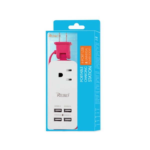 Reiko 4.1 Amp 4 Usb Home Wall Charging Station In Hot Pink - Image 3