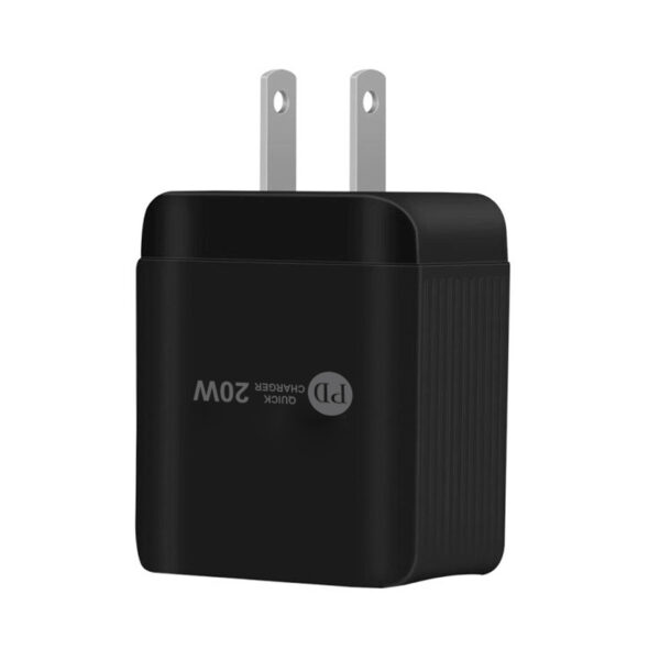 20W Power Delivery Travel Wall Charger Adapter with Dual Ports of USB and Type-C In Black - Image 3
