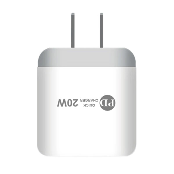 20W Power Delivery Travel Wall Charger Adapter with Dual Ports of USB and Type-C In White - Image 4