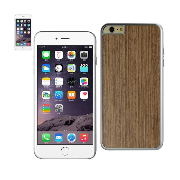 REIKO IPHONE 6 PLUS WOOD GRAIN SLIM SNAP ON CASE IN SILVER
